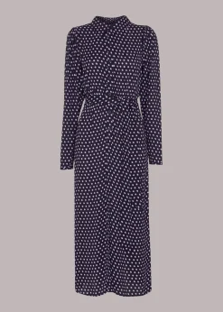 Dotted Spot Print Shirt Dress-
