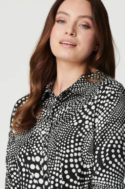 Dotty Print 3/4 Sleeve Shirt Dress