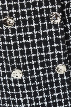 Double Breasted Boucle Check Shift Dress