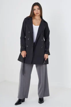 Double Breasted Short Trench Coat