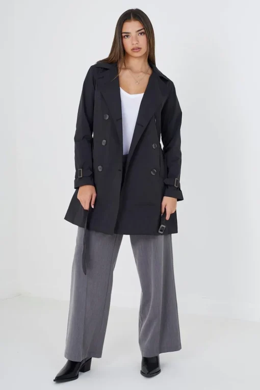Double Breasted Short Trench Coat