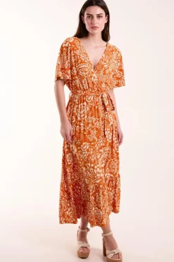 Double V Midi Dress With Tassel Tie