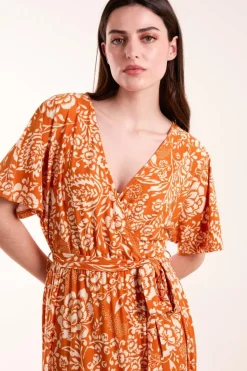 Double V Midi Dress With Tassel Tie