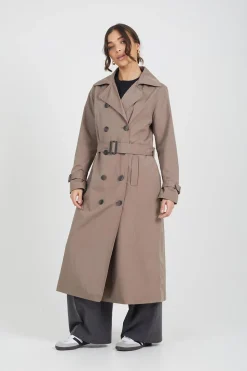 Double-Breasted Longline Trench Coat