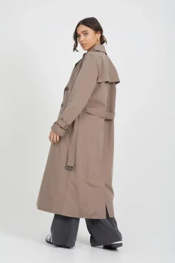 Double-Breasted Longline Trench Coat