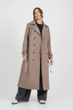 Double-Breasted Longline Trench Coat