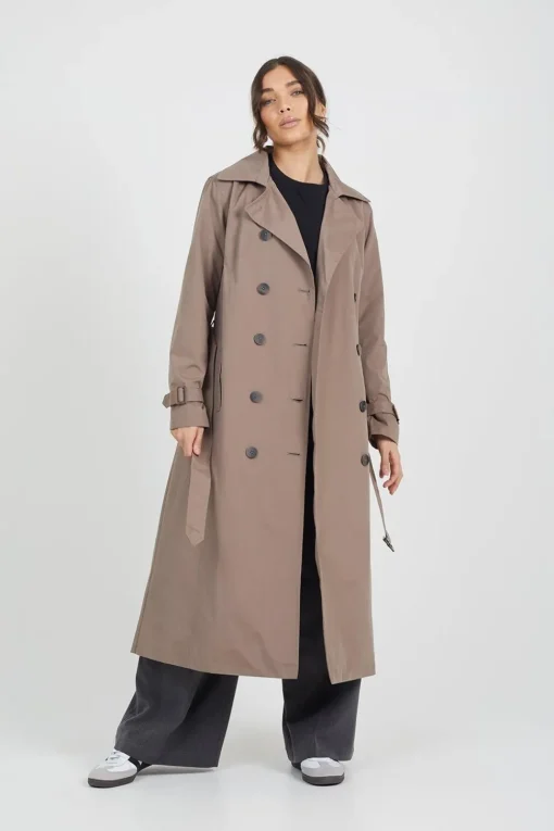 Double-Breasted Longline Trench Coat