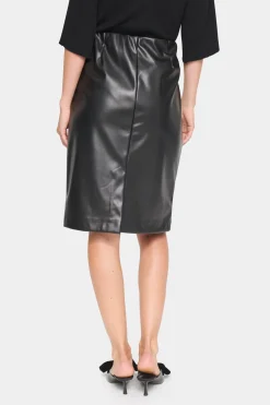 DowieSZ Skirt Faux Leather Elastic Waist-