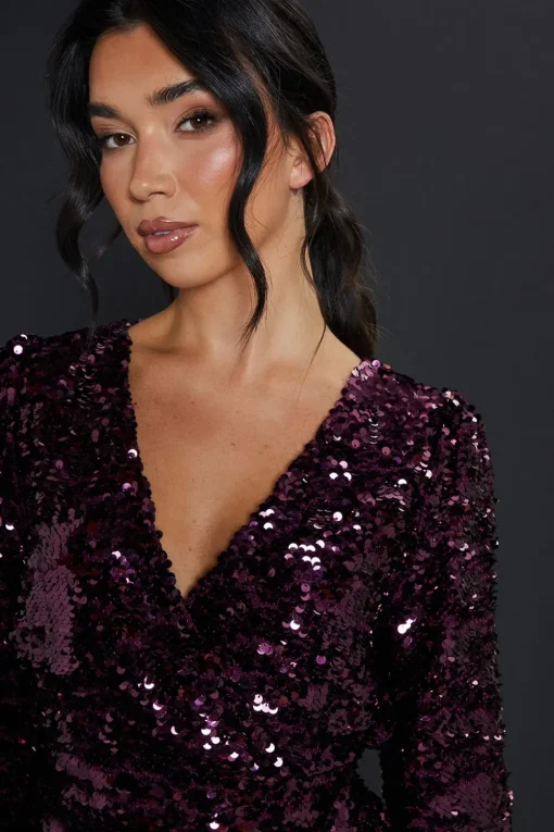 DP Luxe Sequin Wrap Mini Dress