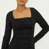 Draped Front Seam Detail Long Sleeve Top