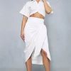 Draped Tie Midi Skirt