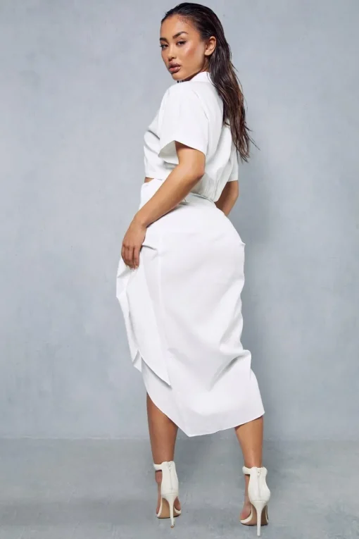 Draped Tie Midi Skirt