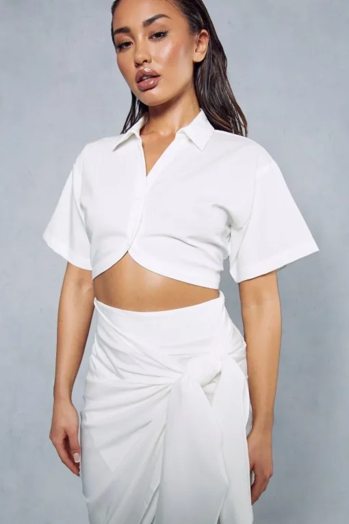 Draped Tie Midi Skirt
