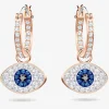 Duo Rose Gold Tone Blue Evil Eye Hoop Earrings 5425857