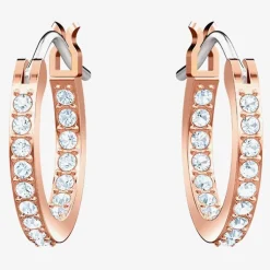 Duo Rose Gold Tone Blue Evil Eye Hoop Earrings 5425857