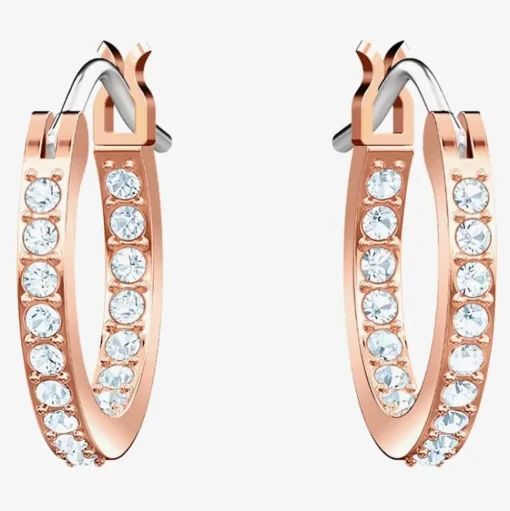 Duo Rose Gold Tone Blue Evil Eye Hoop Earrings 5425857