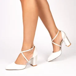 Dyeable satin 'Alysha' High Block Heel Court Shoes
