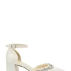 Dyeable Satin 'Cinta' Mid Block Heel Ankle Strap Court Shoes