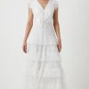 Embellished Bow Detail Mesh Tiered Wedding Dress