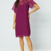 Embellished Crinkle Sleeve Shift Dress