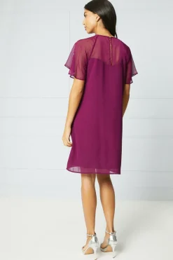 Embellished Crinkle Sleeve Shift Dress