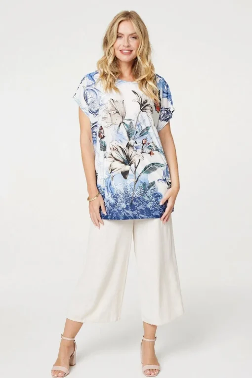 Embellished Floral Tunic Top