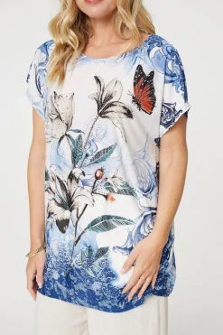 Embellished Floral Tunic Top