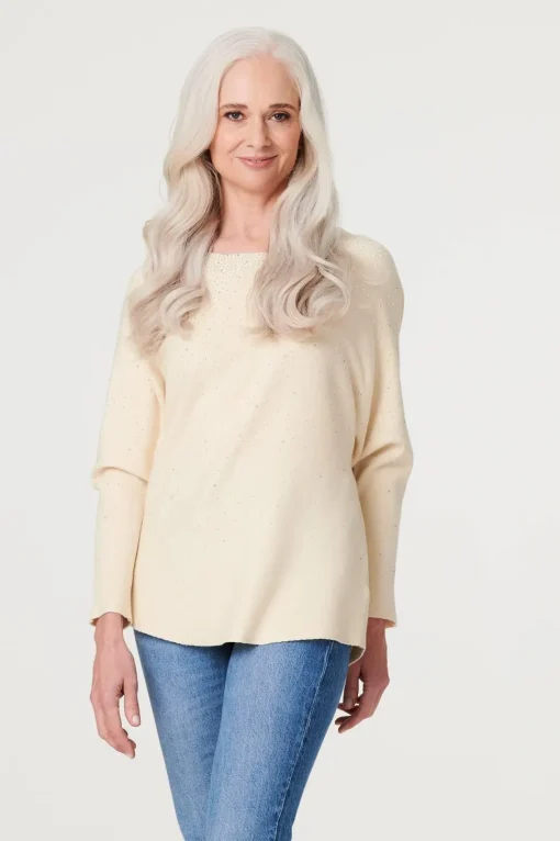 Embellished Long Sleeve Knit Top