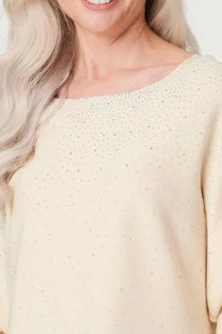 Embellished Long Sleeve Knit Top