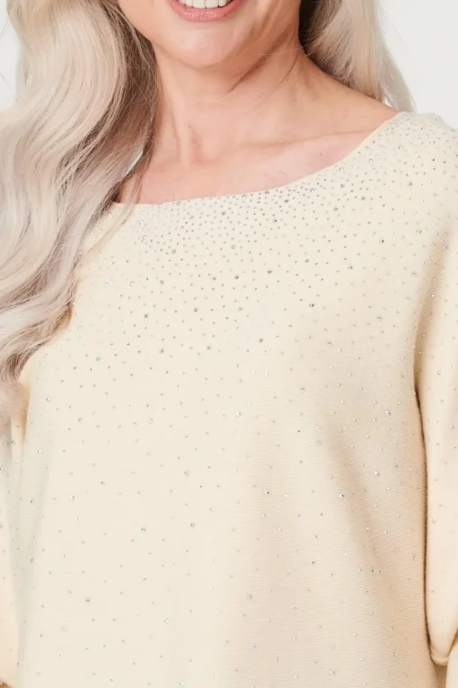 Embellished Long Sleeve Knit Top