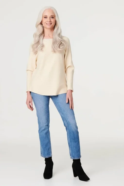 Embellished Long Sleeve Knit Top