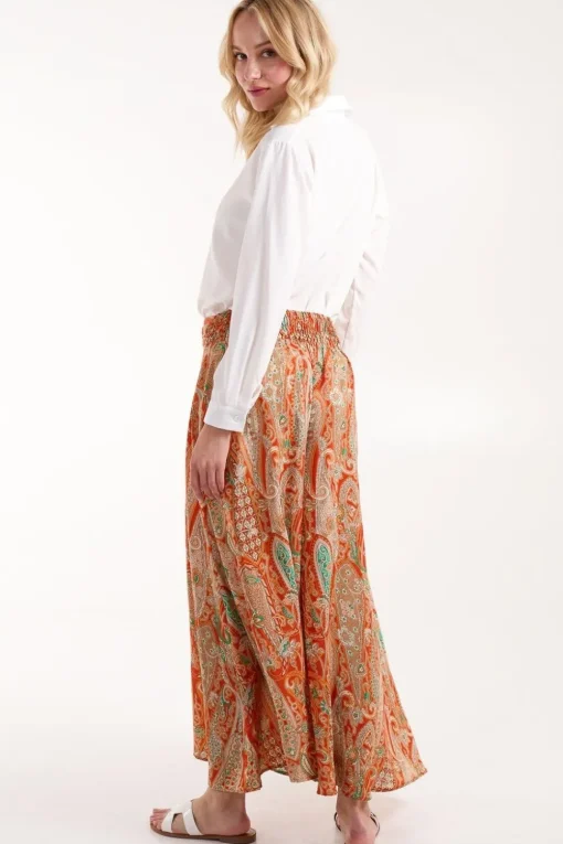 Embellished Waist Wide Leg Trousers