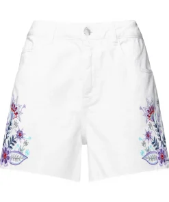 Embroidered High Waisted Denim Shorts