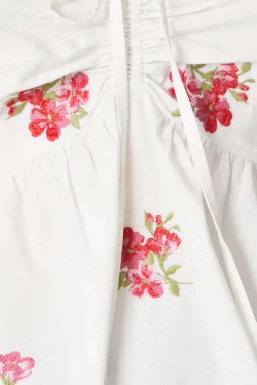Embroidered Ruched Front Blouse