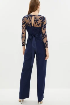 Embroidered Top Wide Leg Jumpsuit