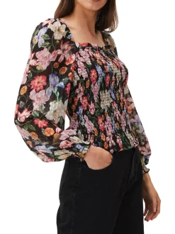 Esty Floral Square Neck Blouse-Floral
