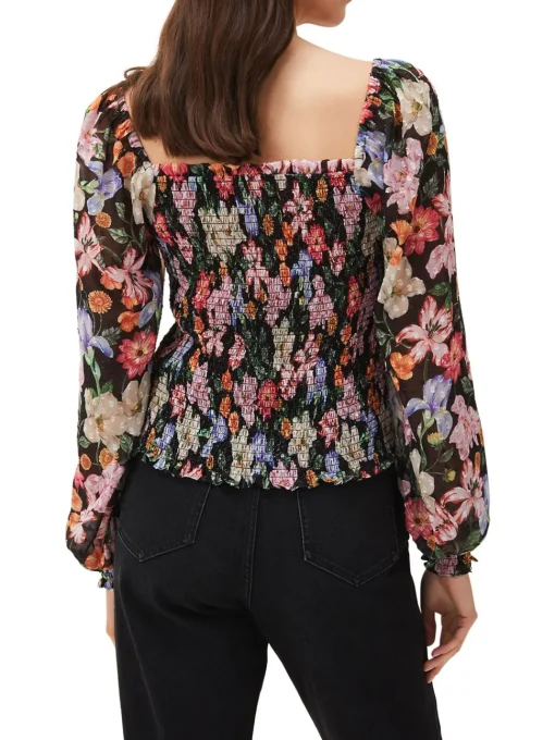Esty Floral Square Neck Blouse-Floral
