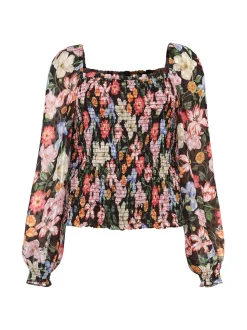 Esty Floral Square Neck Blouse-Floral