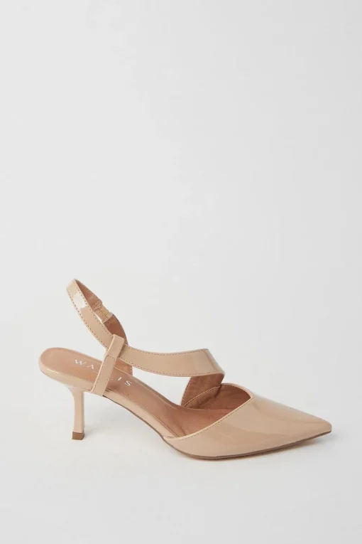 Evelyn Asymmetric Slingback Kitten Heel Court Shoes