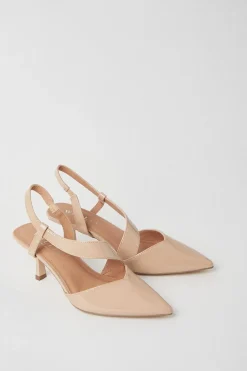 Evelyn Asymmetric Slingback Kitten Heel Court Shoes