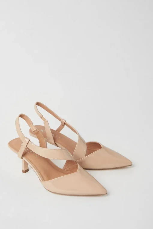 Evelyn Asymmetric Slingback Kitten Heel Court Shoes