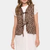 EvittaSZ Quilted Tie Fastening Gilet-Leopard Print