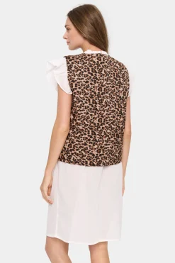 EvittaSZ Quilted Tie Fastening Gilet-Leopard Print