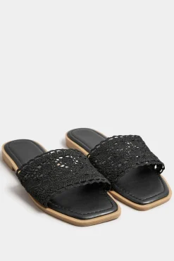 Extra Wide Fit Crochet Mule Sandals