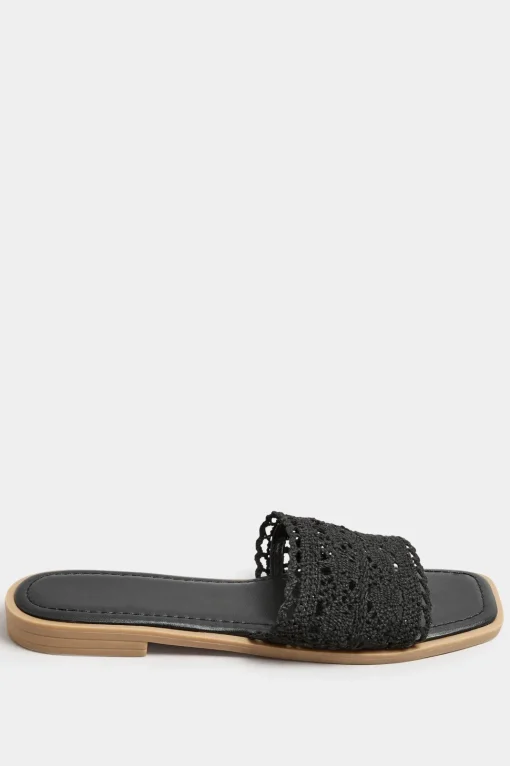 Extra Wide Fit Crochet Mule Sandals