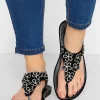 Extra Wide Fit Diamante Studded Sandals