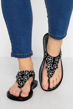 Extra Wide Fit Diamante Studded Sandals