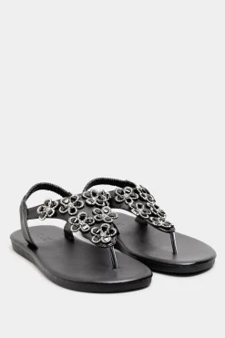 Extra Wide Fit Diamante Studded Sandals