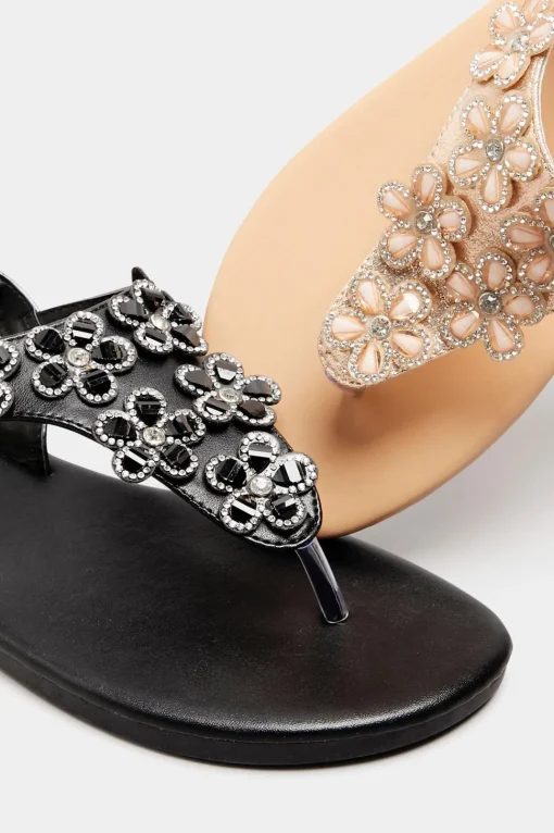 Extra Wide Fit Diamante Studded Sandals