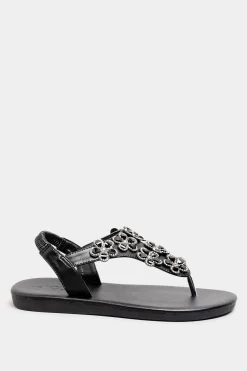 Extra Wide Fit Diamante Studded Sandals